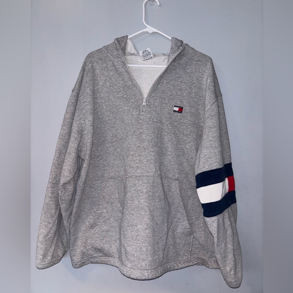 Vintage Grey Tommy Jeans Quarter Zip Hoodie
